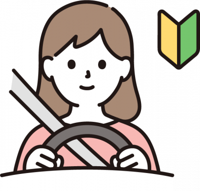 車を運転する女性（初心者）のイラスト