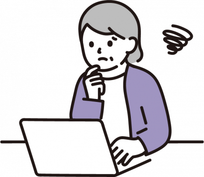 パソコンをするシニア女性（ネガティブ）のイラスト