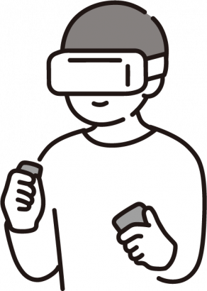 VRヘッドをつける男性のイラスト
