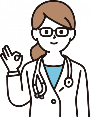 OKポーズをとる女性医師のイラスト