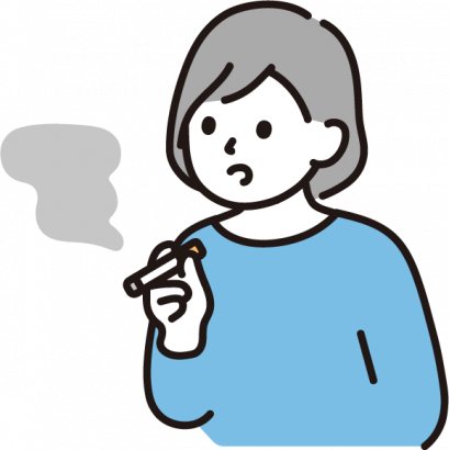 タバコを吸う女性（40代50代）のイラスト