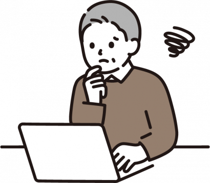 パソコンをするシニア男性（ネガティブ）のイラスト