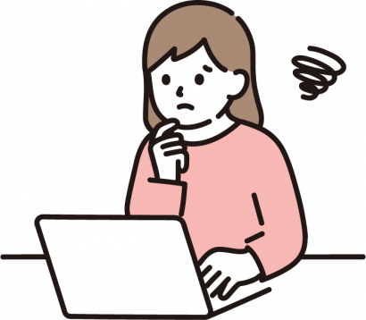 パソコンをする女性（ネガティブ）のイラスト