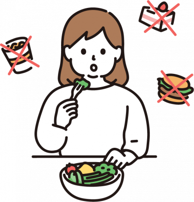 食事制限（ダイエット）をする女性のイラスト