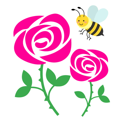可愛いハチとバラ