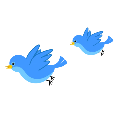 ２羽の飛ぶ青い鳥のイラスト