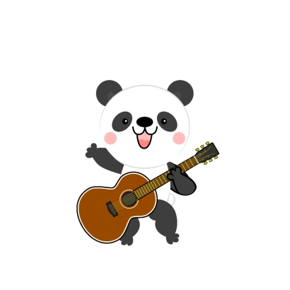 可愛いパンダのギタリストのイラスト