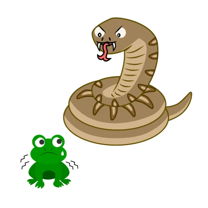 蛇に見こまれた蛙のイラスト