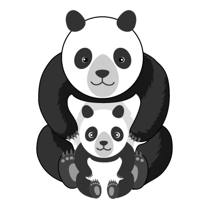 母と子パンダのイラスト