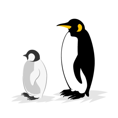 親子のコウテイペンギンのイラスト