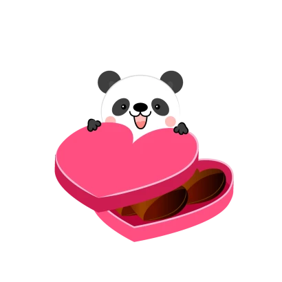 パンダのバレンタインチョコのイラスト