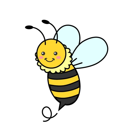 元気な可愛いミツバチのイラスト