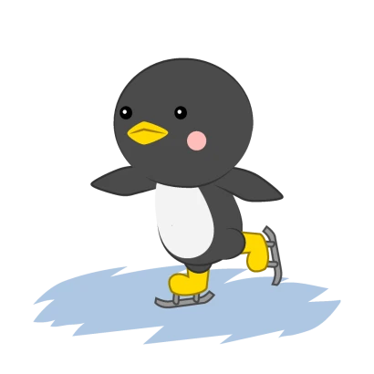 スケートする可愛いペンギンのイラスト