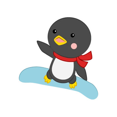 スノーボードジャンプする可愛いペンギンのイラスト