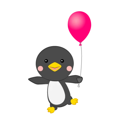 風船を持ったペンギンのイラスト