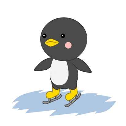スケートをするペンギンのイラスト