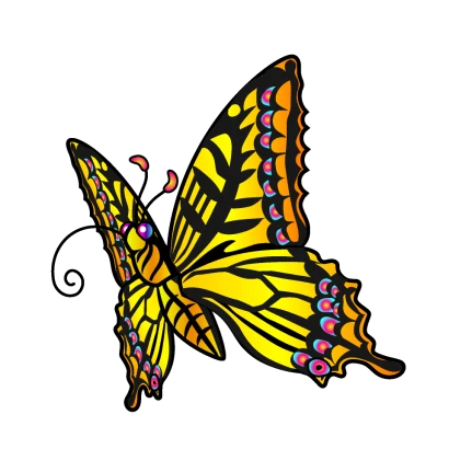 吸う黄色の蝶のイラスト