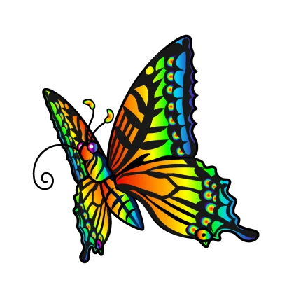 吸う虹色の蝶のイラスト