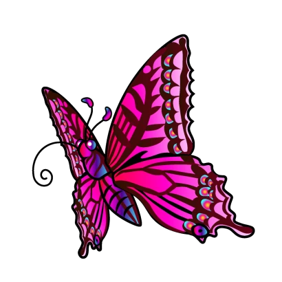 吸うピンクの蝶のイラスト