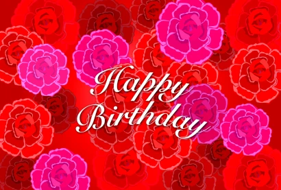 薔薇花のHappy Birthdayカードのイラスト