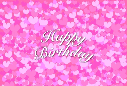 ピンクハートのHappy Birthdayカードのイラスト