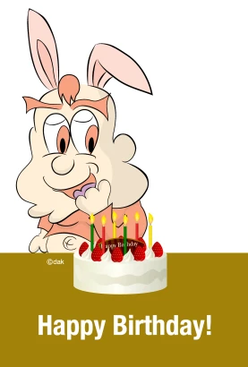 ウサギキャラの誕生日カードのイラスト