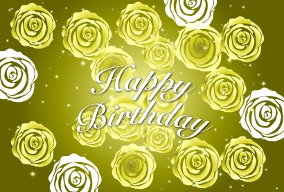 金薔薇のHappy Birthdayカードのイラスト