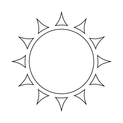 太陽（白黒）のイラスト