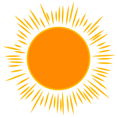 照らすオレンジ太陽のイラスト