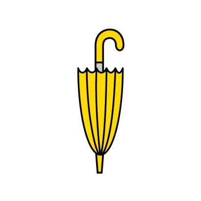 閉じた黄色の傘のイラスト