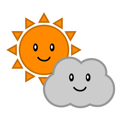 太陽と雲のキャラクターのイラスト