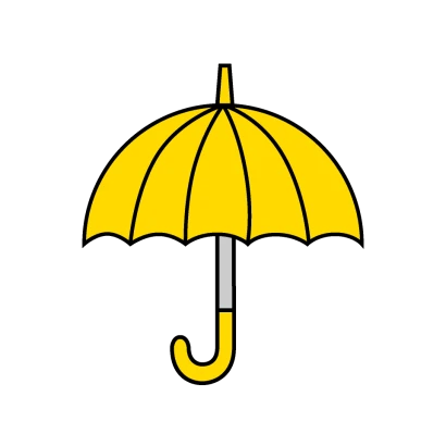 黄色の開いた傘のイラスト