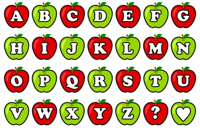 りんごアルファベットのイラスト