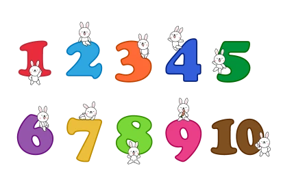 可愛いウサギの1から10数字のイラスト