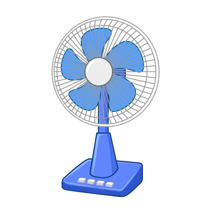 青い扇風機のイラスト