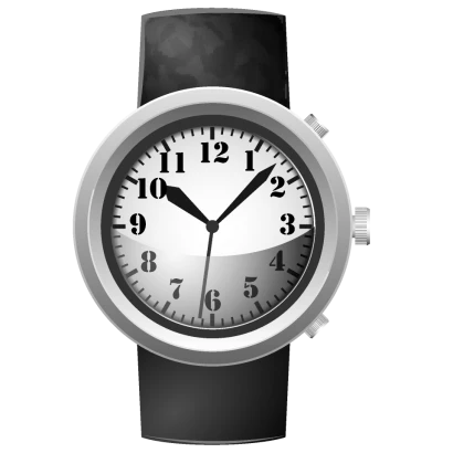 黒ベルトの腕時計のイラスト