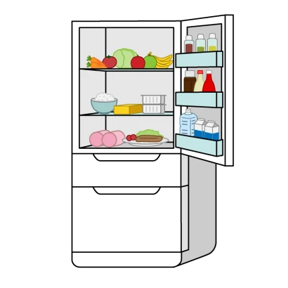 食材を入れた冷蔵庫のイラスト