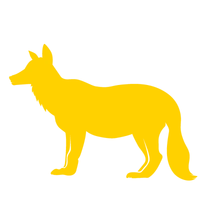狐の黄色シルエットのイラスト