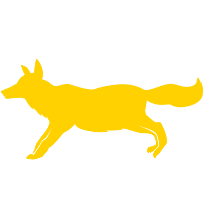 走る狐の黄色シルエットのイラスト