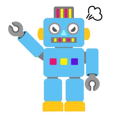 怒るロボットキャラのイラスト