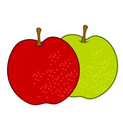 赤いリンゴと青いリンゴのイラスト