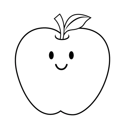 かわいいリンゴキャラ（白黒）のイラスト