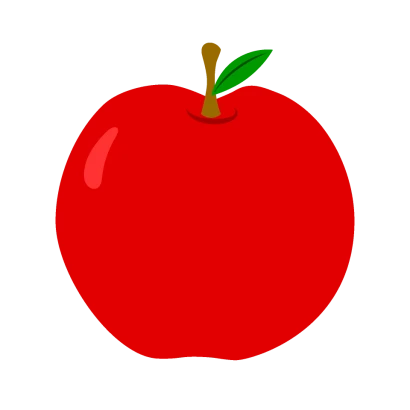 シンプルな葉付き赤りんごのイラスト