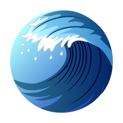 海の大波（円形）のイラスト