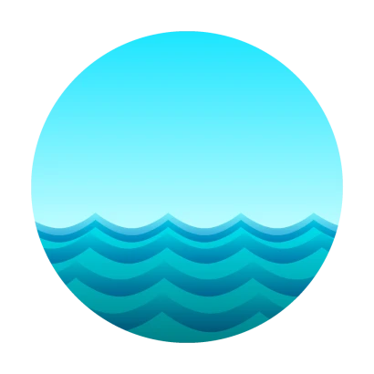 アクアブルーな波（円形）のイラスト