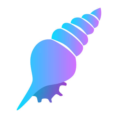 青紫の貝殻シルエットのイラスト