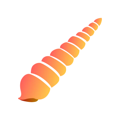 オレンジ細長い貝殻シルエットのイラスト