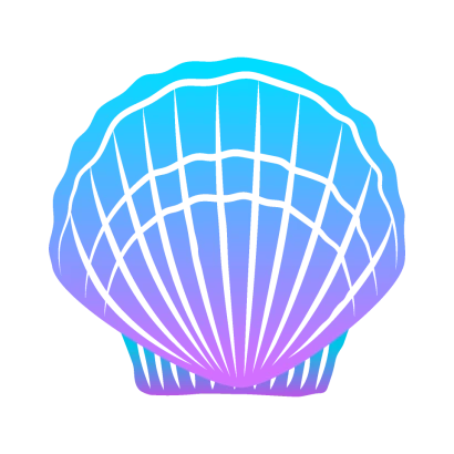青紫ホタテ貝殻シルエットのイラスト
