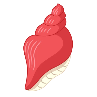 赤色巻貝の貝殻のイラスト