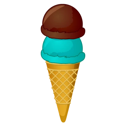 チョコとブルーのアイスクリームのイラスト